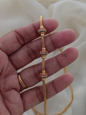 Artificial Multicolor Stones Round Ball Mugappu Chain