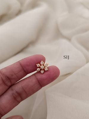 Imitation White Stones Flower Pendant Chain With Earrings