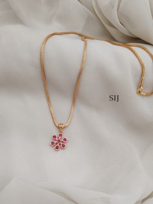 Artificial Flower Stones Pendant Chain With Earrings