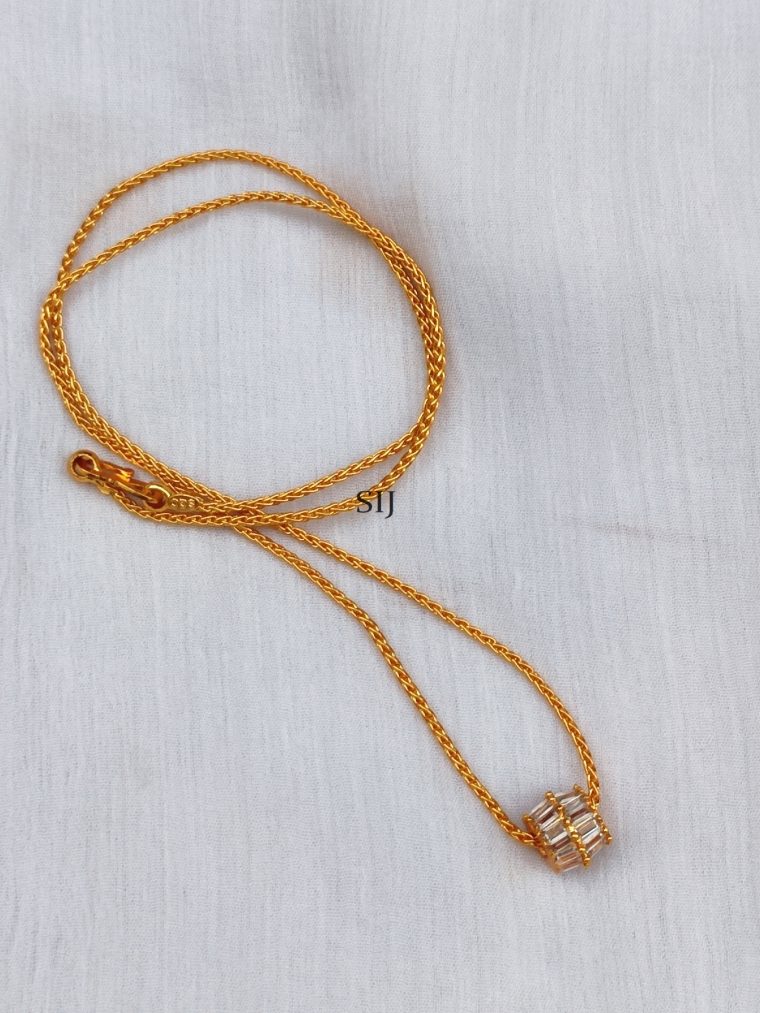 Imitation Chain With Hand Drum Shaped Stone Pendant