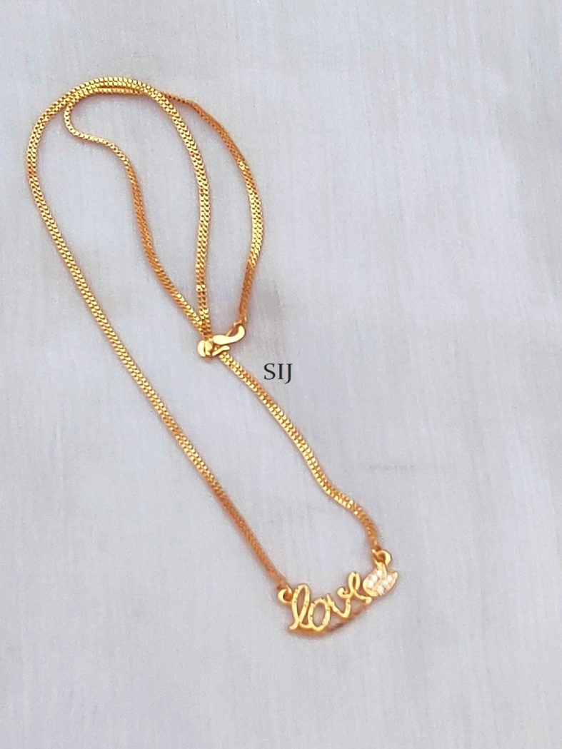 Artificial Gold Plated Chain With Love Wording Pendant