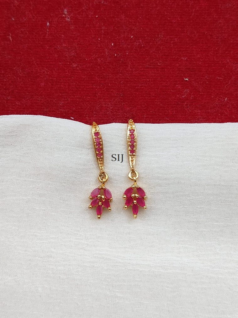 Imitation Red Stones Hook Earrings