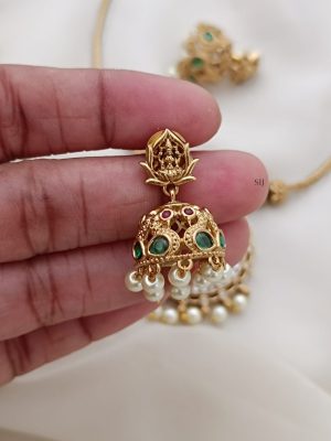 Gold Plated Attigai Necklace with Lakshmi Pendant