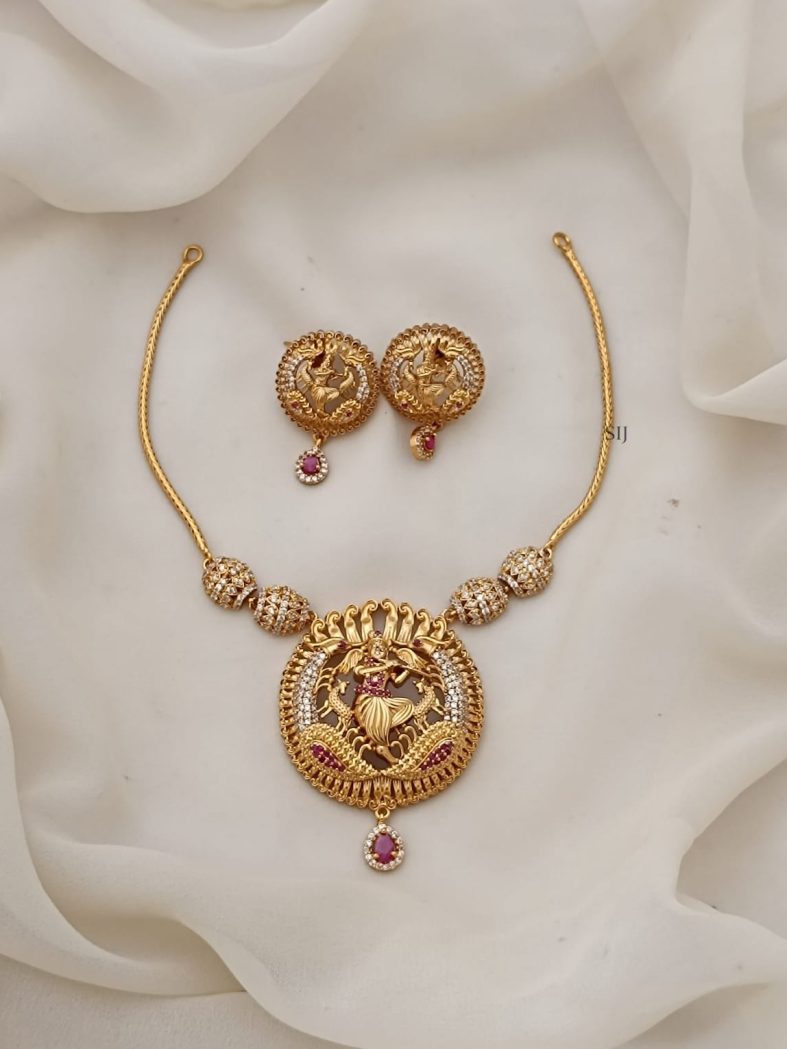 Traditional Krishna Pendant Attigai Necklace