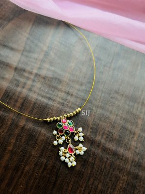 Gold Plated Floral Design Pendant Invisible Necklace