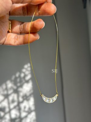 Gold Finish Jadau Half Moon Invisble Necklace