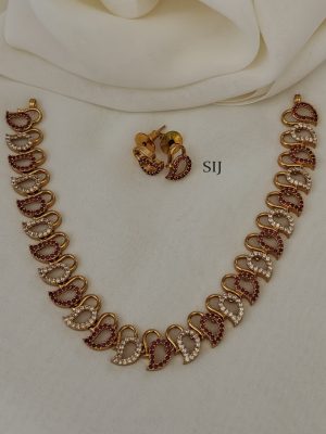 Imitation Pink White AD Stones Necklace Set