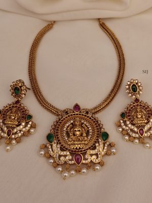 Traditional AD Stones Lakshmi Pendant Necklace