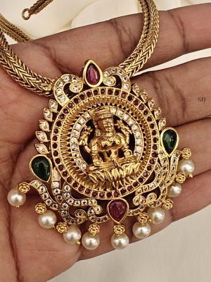 Traditional AD Stones Lakshmi Pendant Necklace