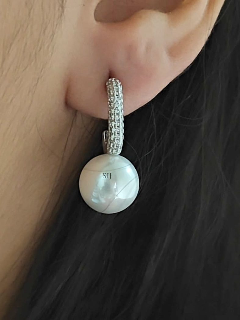 Sterling Silver Based Solitary Pearl Drop Earrings