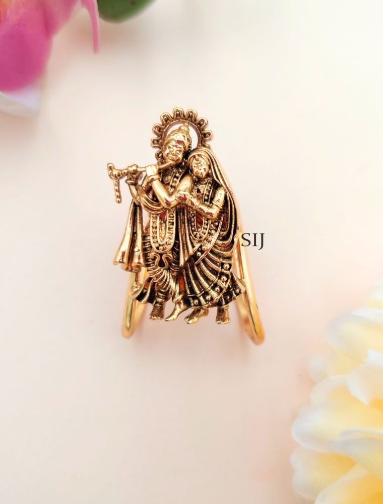 Traditional Radhakrishna V Shaped Vangi Finger Ring