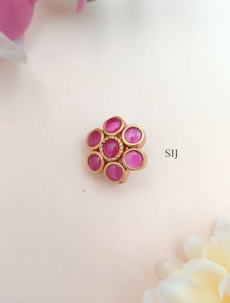 Imitation Kemp and Ruby Stones Flower Nose Pin