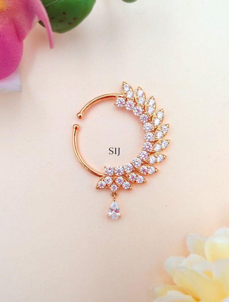 Imitation CZ Stones Floral Nose Pin