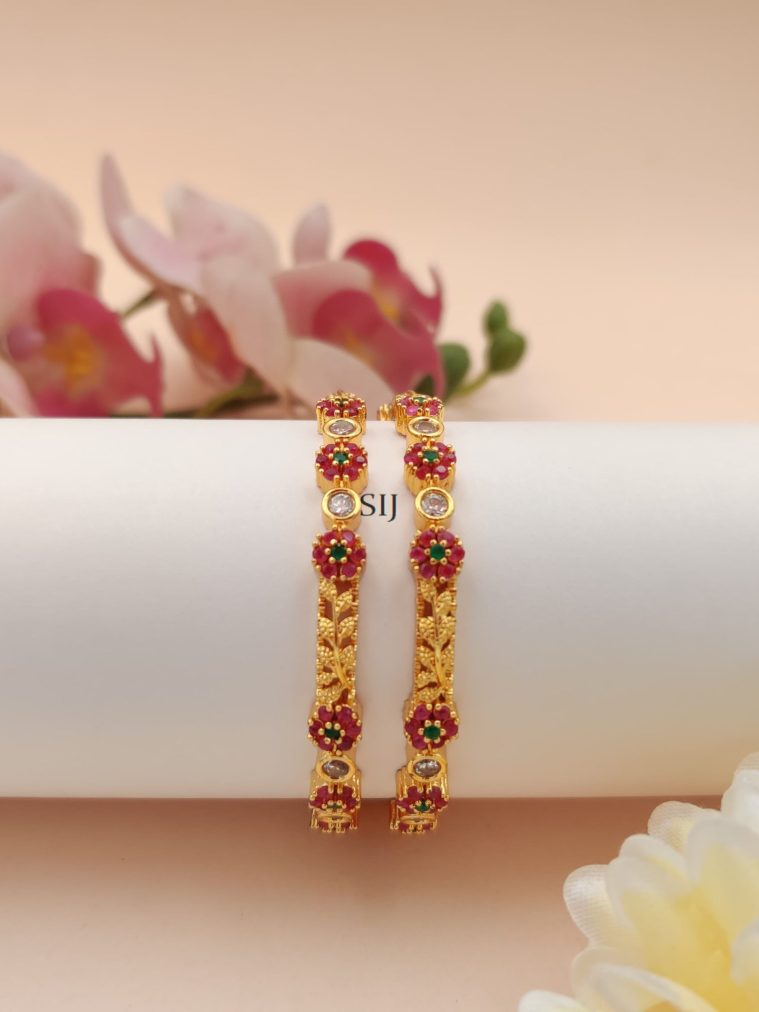 Imitation AD Stones Floral Kids Bangle