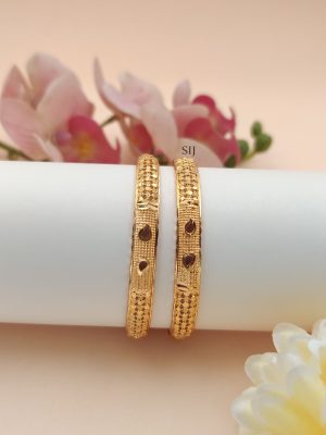 Gold Plated Floral Design Kids Bangles