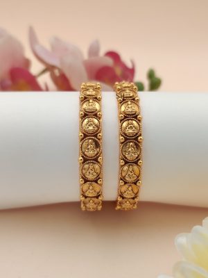 Antique Finish Lakshmi Devi Kids Bangles