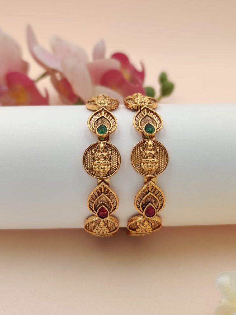 Gold Finish Lakshmi Devi Kids Bangles