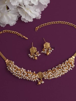 Imitation Pearl Cluster High Neck Choker