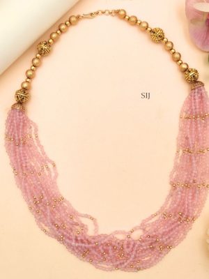 Imitation Multi Layers Crystal Pink Beads Mala