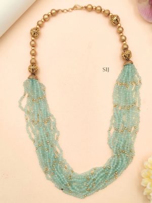 Artificial Multi Layers Crystal Aqua Blue Beads Mala