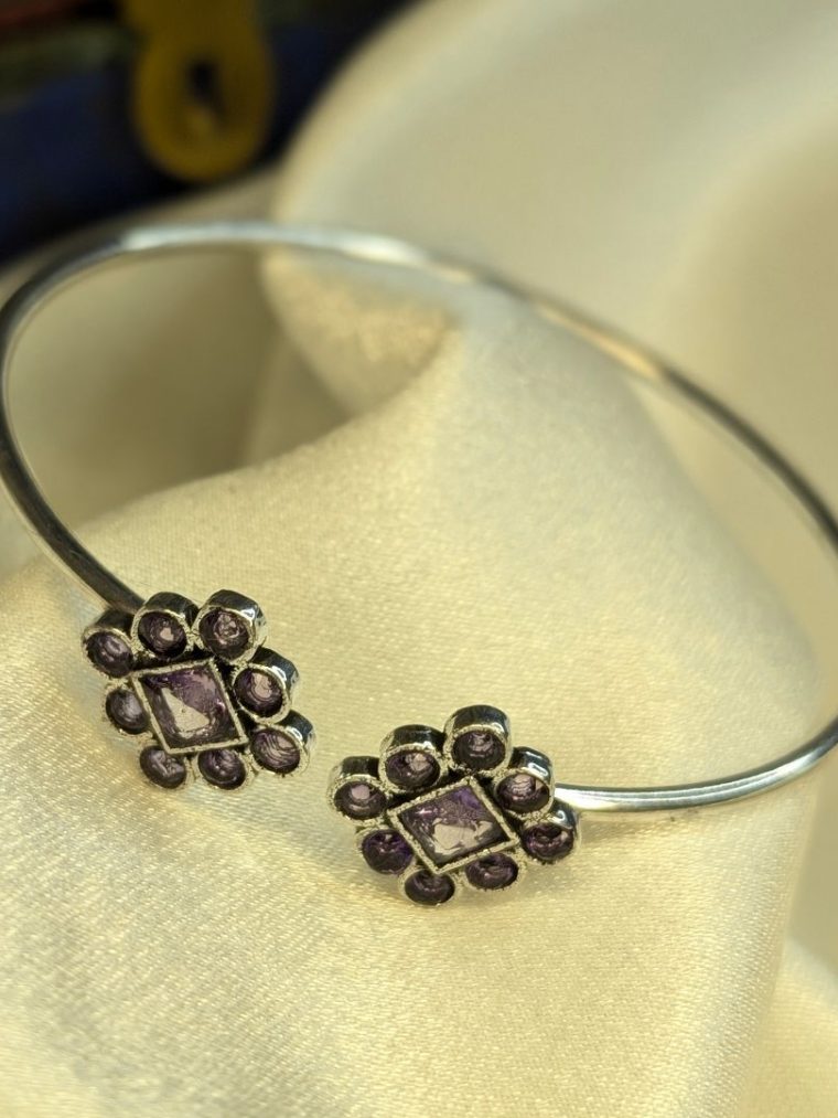 Oxidized Purple Stone Adjustable Kada Bangles