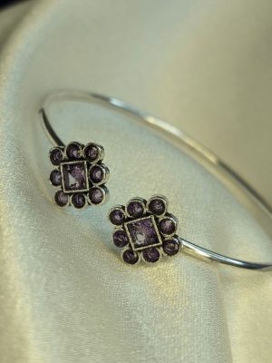 Oxidized Purple Stone Adjustable Kada Bangles