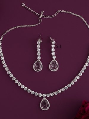 Traditional White AD Stones Necklace Set