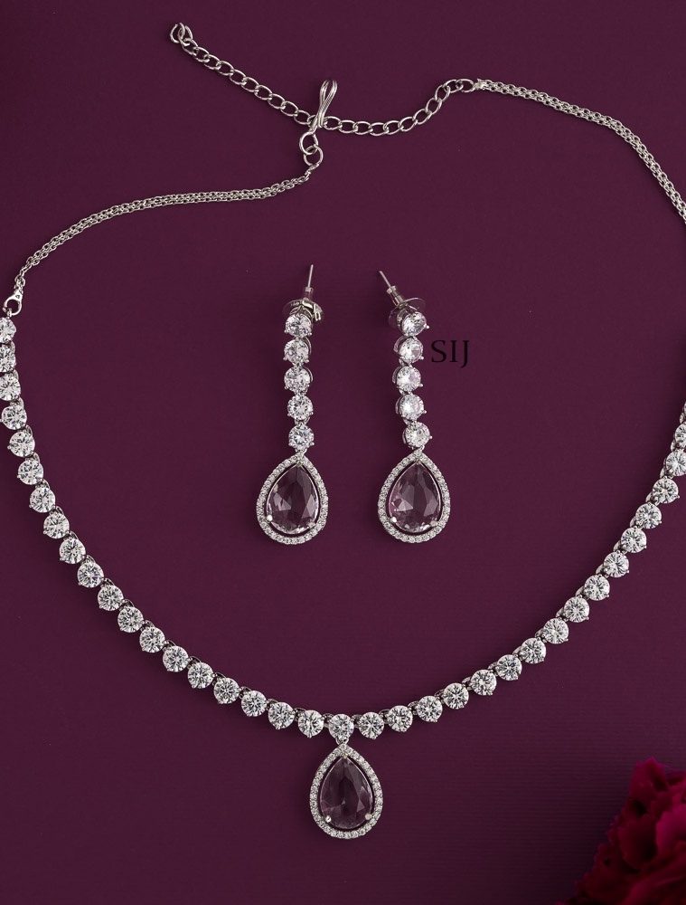 Traditional White AD Stones Necklace Set