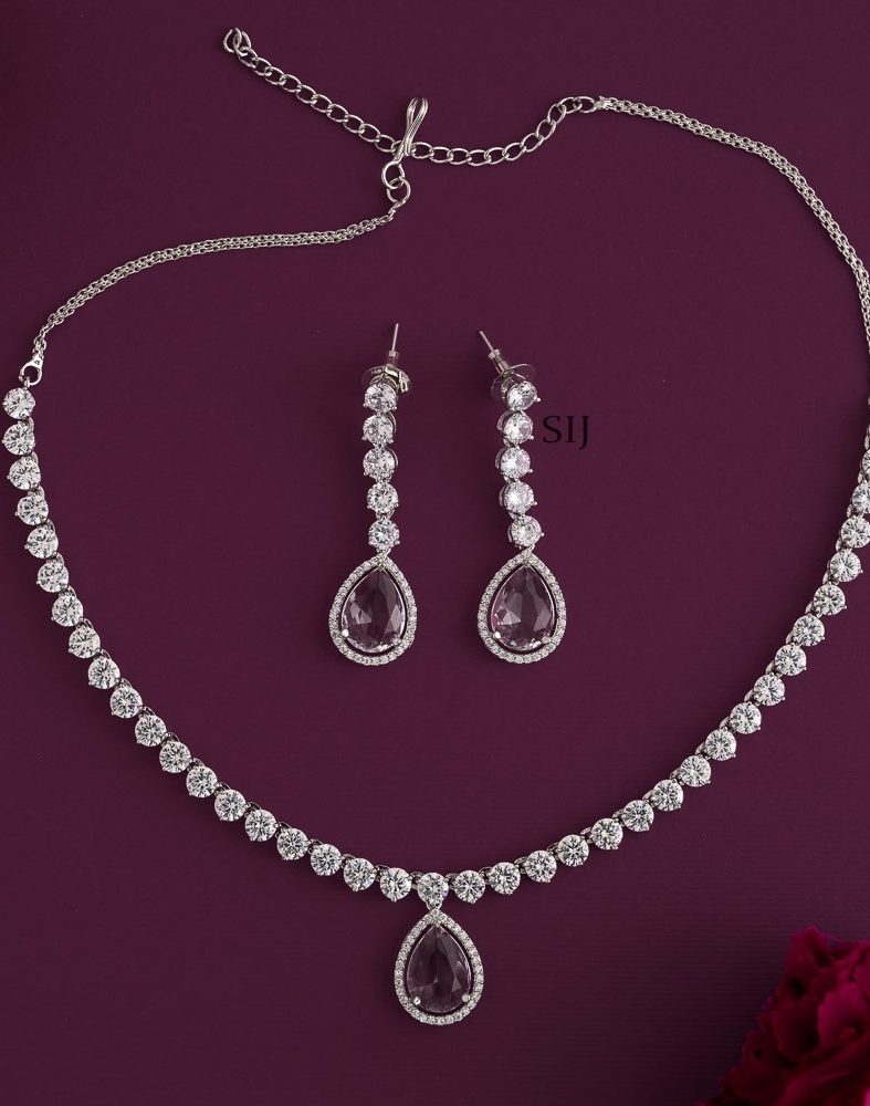 Traditional White AD Stones Necklace Set