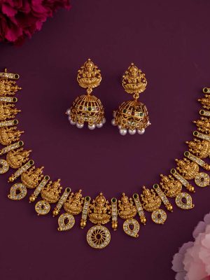 Imitation Lakshmi Design AD Stones Necklace Set