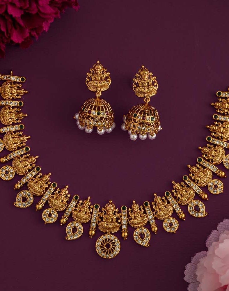 Imitation Lakshmi Design AD Stones Necklace Set