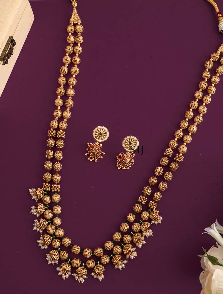 Gold Plated Two Layer Long Necklace Set