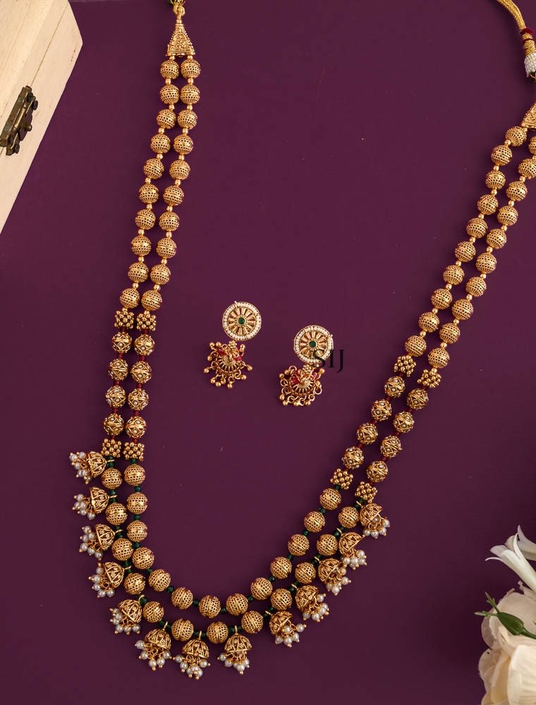 Gold Plated Two Layer Long Necklace Set