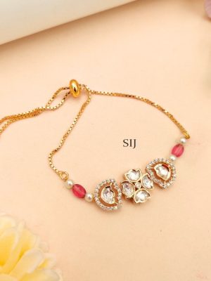 Artificial Flower Design Kundan Stones Bracelet