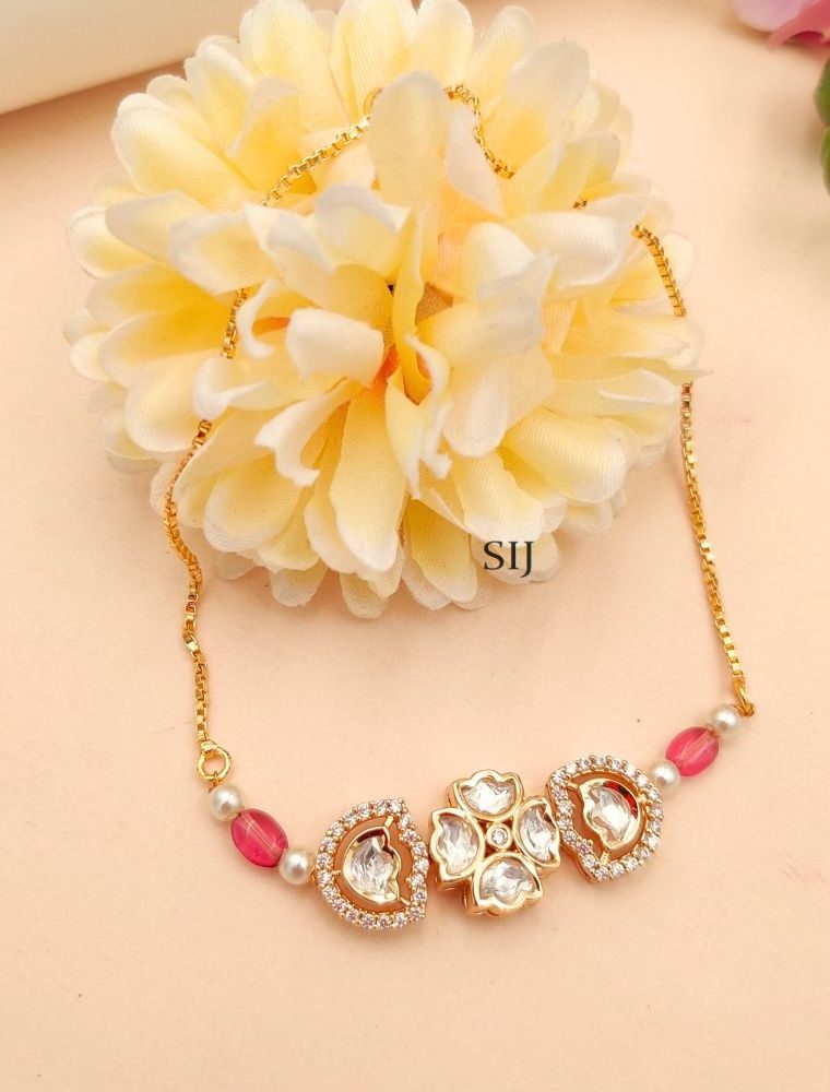 Artificial Flower Design Kundan Stones Bracelet