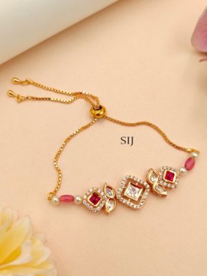 Imitation Diamond Shaped Kundan Stones Bracelet