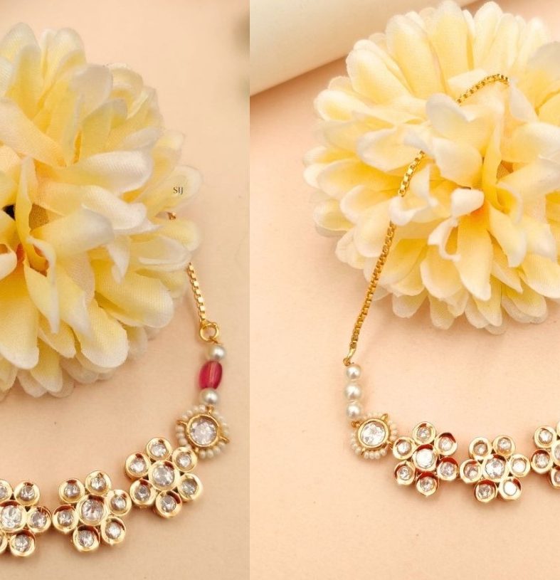 Artificial Floral Design Kundan Stones Bracelet