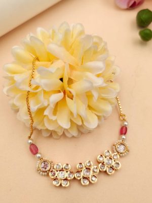 Artificial Floral Design Kundan Stones Bracelet