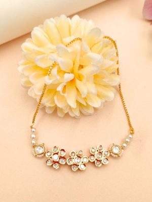 Artificial Floral Design Kundan Stones Bracelet