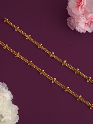 Gold Plated Designed Chain Anklets