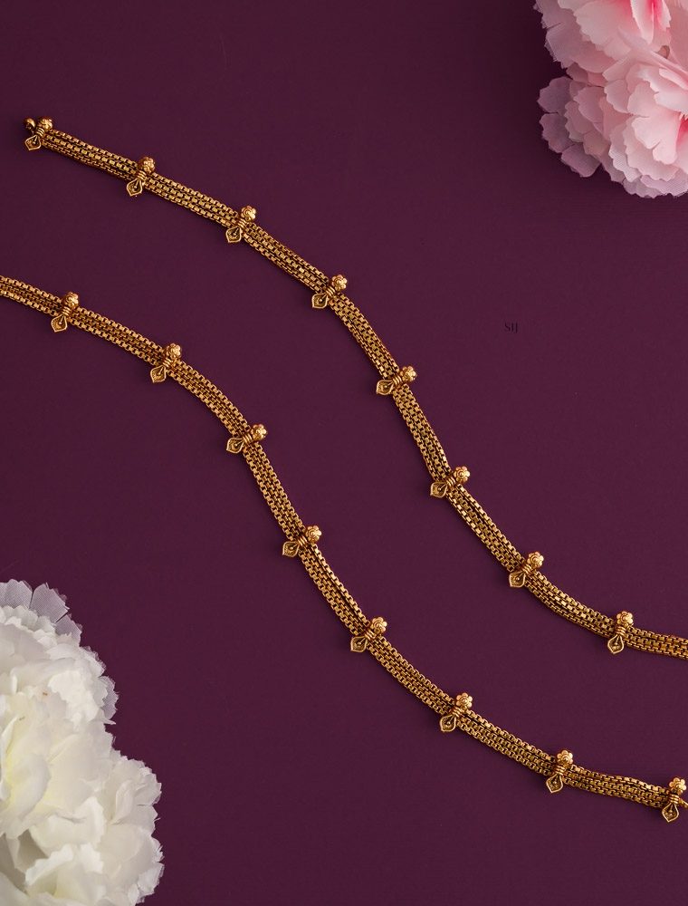 Gold Plated Designed Chain Anklets