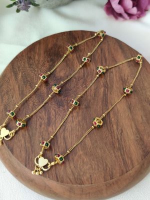 Imitation Chain Anklets with Gold Beads