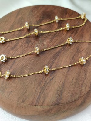 Imitation Chain Anklets with Gold Beads