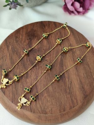 Imitation Chain Anklets with Gold Beads