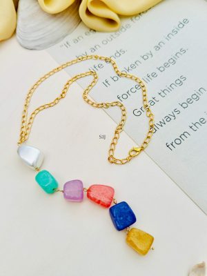 Artificial Multicolor Stones Layered Mala