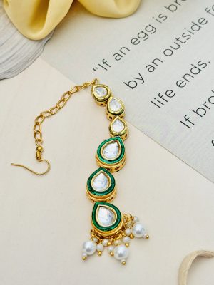 Artificial Pearl Drop Kundan Maang Tikka