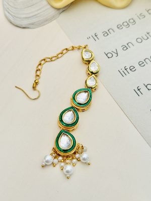 Artificial Pearl Drop Kundan Maang Tikka