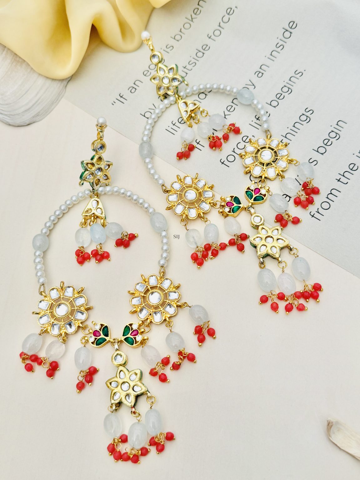 Circle Shape Multicolor Beaded Flower Design Earrings