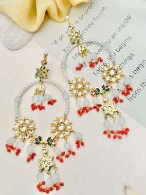 Circle Shape Multicolor Beaded Flower Design Earrings