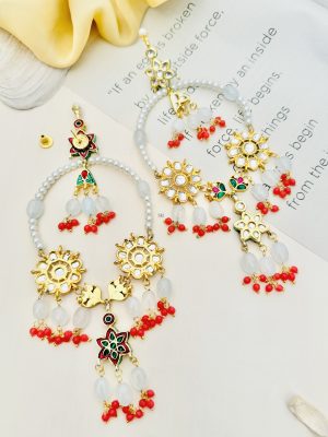 Circle Shape Multicolor Beaded Flower Design Earrings